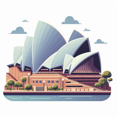 Sydney Opera House, Australia. Vector illustration in flat styleのイラスト素材