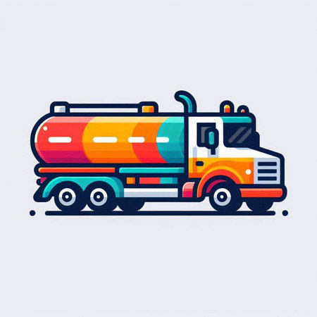 Tanker truck. Tanker truck. Vector illustration in flat styleのイラスト素材