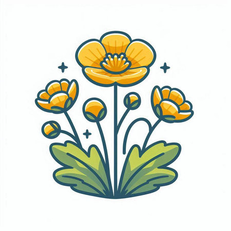 Flower in doodle style. Hand drawn vector illustration.のイラスト素材