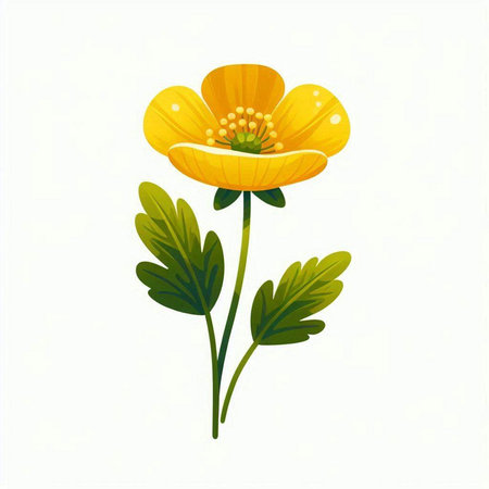 Beautiful yellow poppy flower isolated on white background. Vector illustration.のイラスト素材