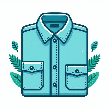 Blue shirt with pockets on a white background. Vector illustration in flat style.のイラスト素材