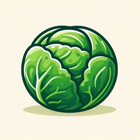 Cabbage vector illustration. Isolated on white background. Cartoon style.のイラスト素材