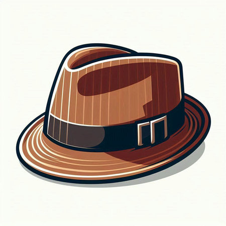 Vector illustration of a brown hat on a white background with shadow.のイラスト素材