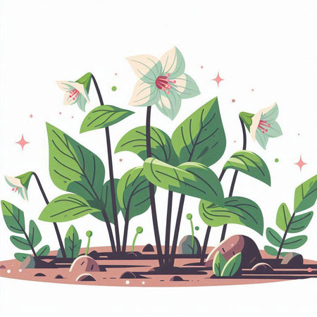 Flowers in the ground. Illustration for your graphic design.のイラスト素材