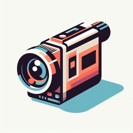 Retro digital camera icon in isometric 3d style. Vector illustration.のイラスト素材