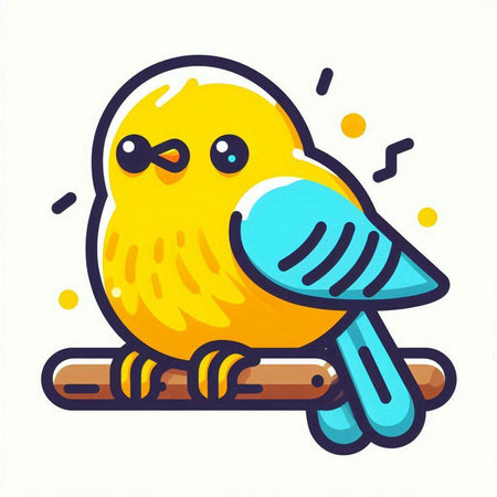 Cute cartoon yellow bird on a white background. Vector illustration.のイラスト素材