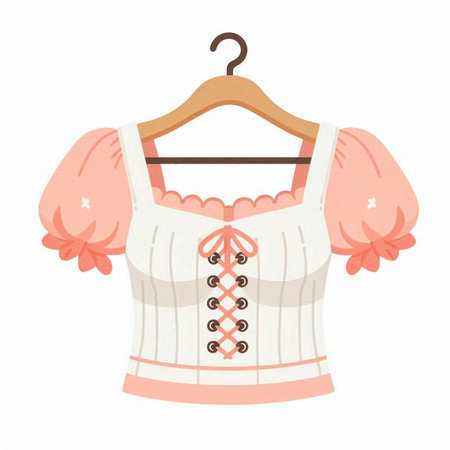 Cute vector illustration of a girl's dress on a hangerのイラスト素材