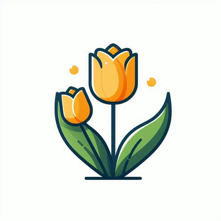 Tulip flower flat vector icon. Spring symbol. Floral design element.のイラスト素材