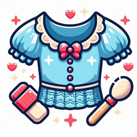 Vector illustration of a blue blouse with a red heart on a white backgroundのイラスト素材