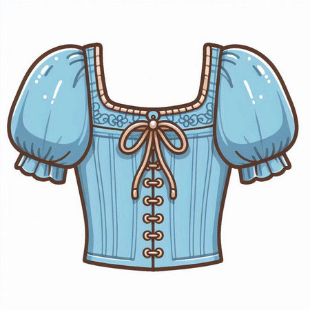 Illustration of a blue dirndl on a white background.のイラスト素材