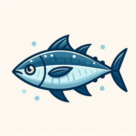 Illustration of a tuna fish on a white background. Vector illustrationのイラスト素材