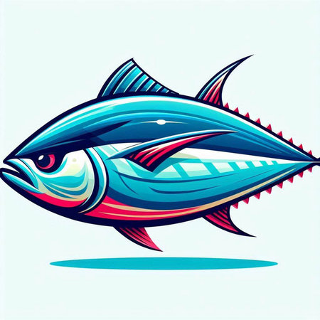 illustration of a tuna fish on a white background, vector illustrationのイラスト素材