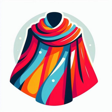 Illustration of a mannequin with a scarf on a white backgroundのイラスト素材