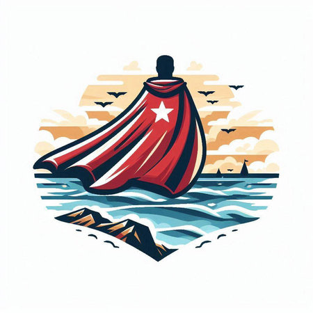 Circus tent on the background of the sea. Vector illustration.のイラスト素材