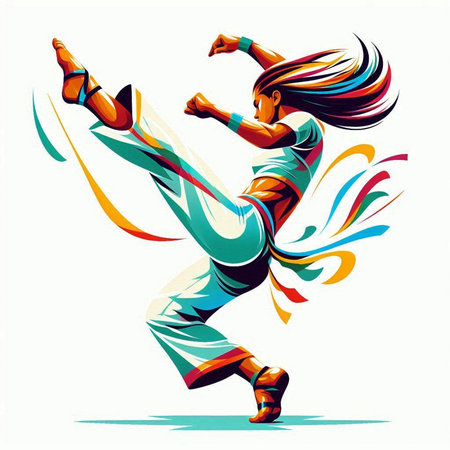Illustration of a young girl dancing breakdance, vector illustrationのイラスト素材