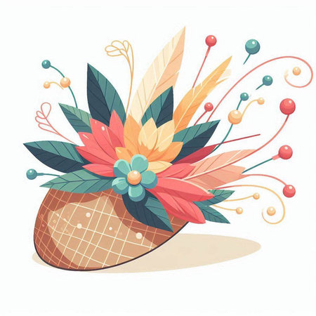 Flowerpot with poinsettia. Vector illustration on white background.のイラスト素材