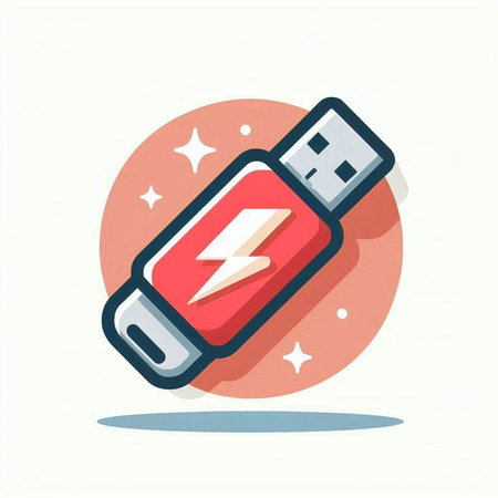Usb flash drive icon in flat design style. Vector illustration.のイラスト素材