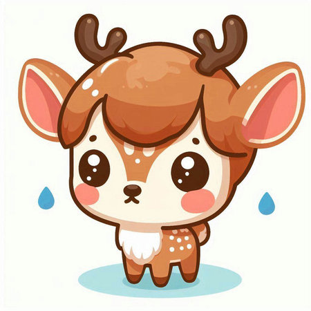 Cute cartoon deer. Vector illustration isolated on a white background.のイラスト素材