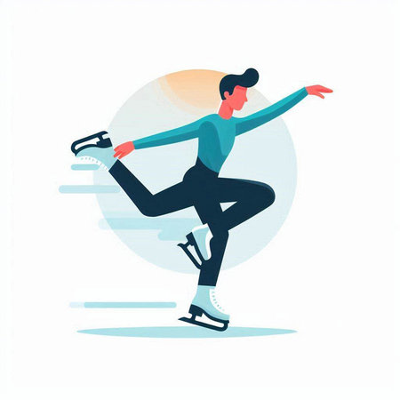Figure skating sport vector illustration. Ice skating woman figure skater.のイラスト素材