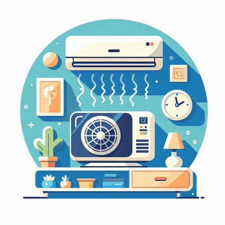 Air conditioner system in flat style. Vector illustration for your designのイラスト素材