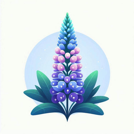 Illustration of a blue lupine flower on a white backgroundのイラスト素材