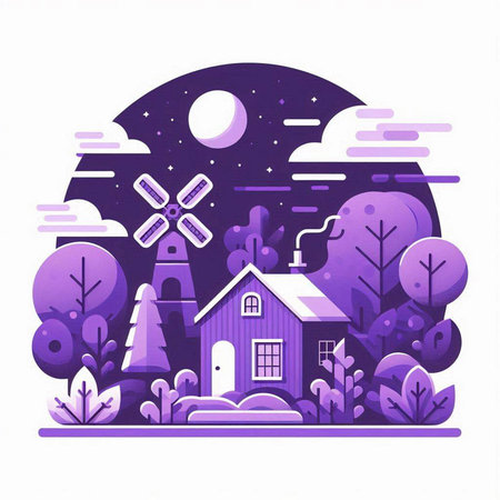 Vector illustration of a country house in the middle of the forest.のイラスト素材