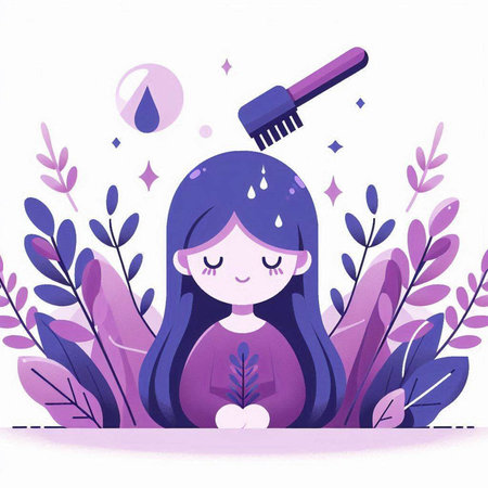 Beautiful girl washes hair in a beauty salon. Vector illustrationのイラスト素材