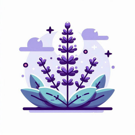 Lavender flower vector illustration in flat style. Lavender flower icon.のイラスト素材