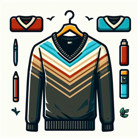 Illustration of a turtleneck sweater with a pattern on itのイラスト素材