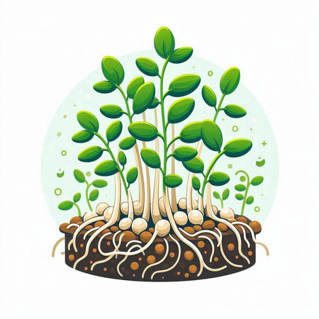 Green seedling in the ground. Vector illustration on white background.のイラスト素材