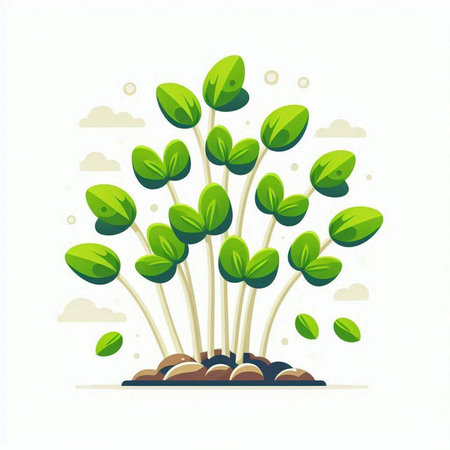 Green sprouts on white background. Vector illustration for your design.のイラスト素材