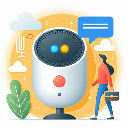 Chatbot concept. Vector illustration in flat design style. Chatbot, chatbot, chatbot.のイラスト素材