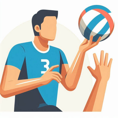 Volleyball player with the ball. Vector illustration in cartoon styleのイラスト素材