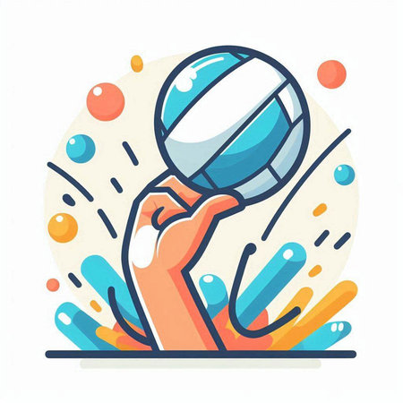 Volleyball ball in hand. Flat style vector illustration isolated on white background.のイラスト素材