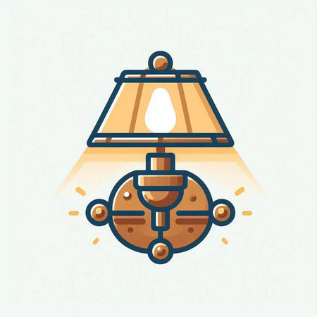 Ceiling lamp icon. Vector illustration in flat linear style.のイラスト素材