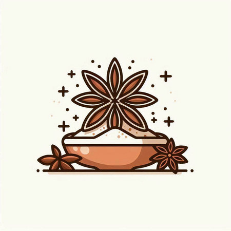 Spices and herbs in bowl. Vector illustration for your design.のイラスト素材