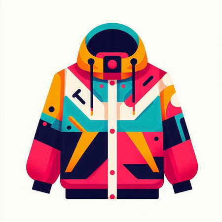 Colorful winter jacket isolated on a white background. Vector illustration.のイラスト素材