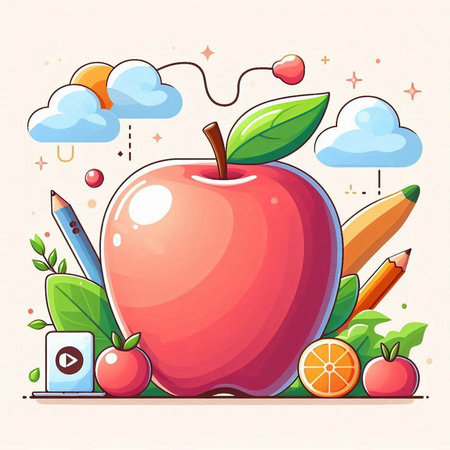 Back to school. Vector illustration of apple, apple, apple, apple, apple, apple, apple, apple, apple, appleのイラスト素材