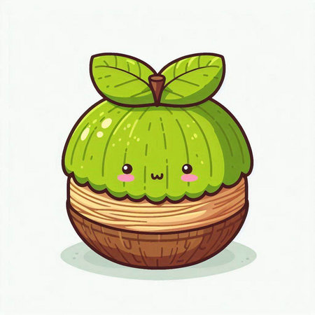 Cute kawaii kawaii apple cartoon vector illustration.のイラスト素材
