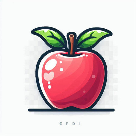 Red apple. Vector illustration. Isolated on a white background.のイラスト素材