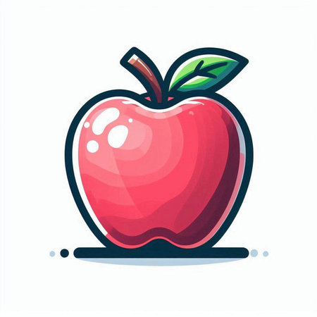 Red apple isolated on white background. Vector illustration in cartoon style.のイラスト素材