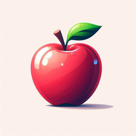 Illustration of a red apple on a white background, vector illustrationのイラスト素材