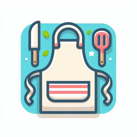 Kitchen utensils icon. Vector illustration in flat style.のイラスト素材