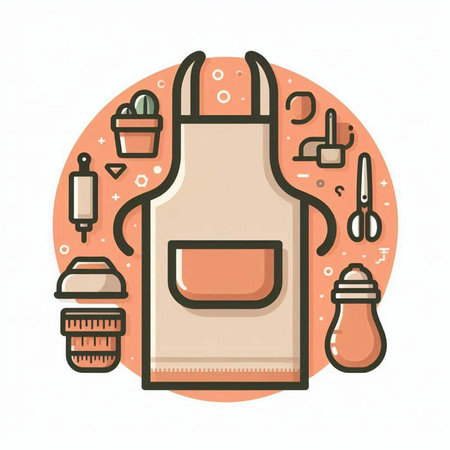 Kitchen apron icon. Kitchen utensils. Vector illustrationのイラスト素材