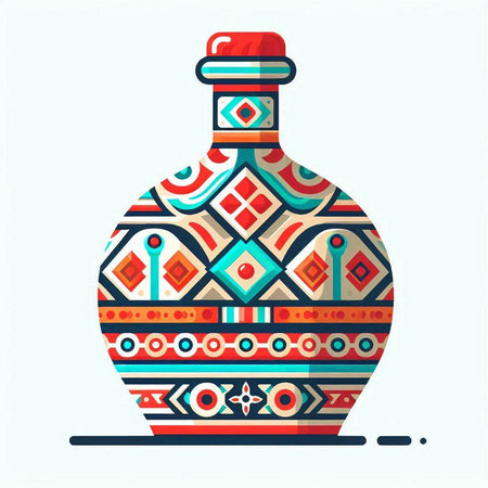 Colorful vector illustration of a vase with a pattern on it.のイラスト素材