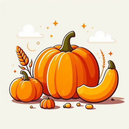 Pumpkin vector illustration. Cute cartoon style. Vector illustration.のイラスト素材