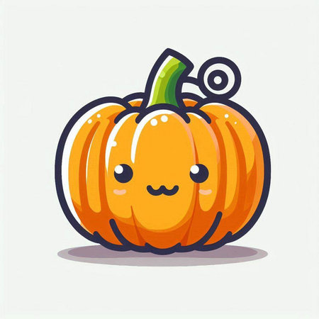 Cute cartoon pumpkin isolated on white background. Vector Halloween illustration.のイラスト素材
