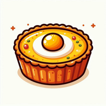 Illustration of a cartoon style pie with egg. Vector illustration.のイラスト素材