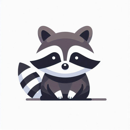 Cute raccoon isolated on a white background. Vector illustration.のイラスト素材