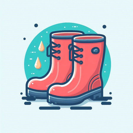 Waterproof rubber boots. Waterproof winter boots. Vector illustration.のイラスト素材